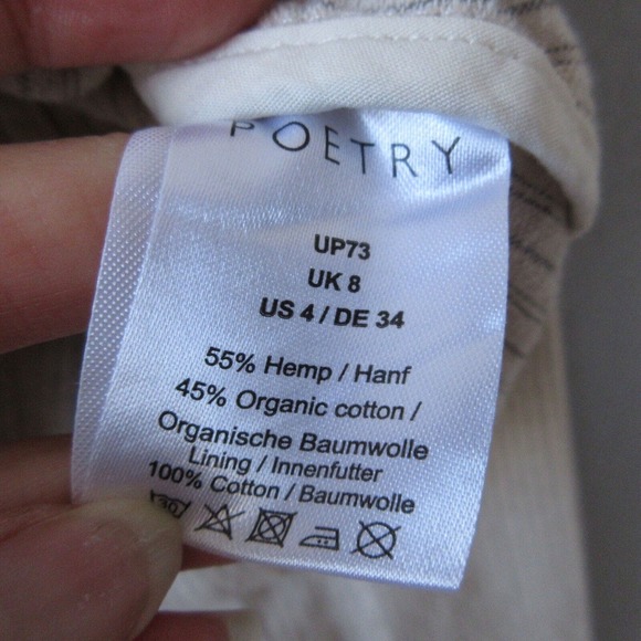 Poetry Hemp Stripe Beige Mandarin Collar Boxy Jacket Top - Picture 6 of 13